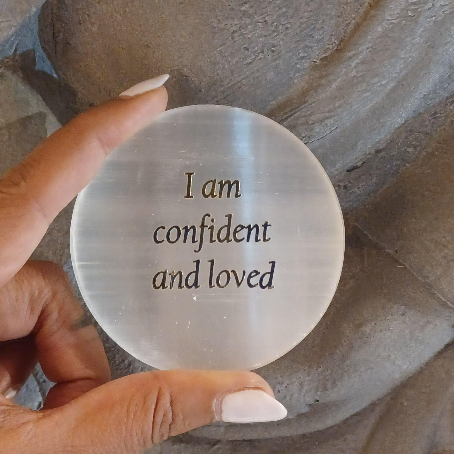 Selenite Gold Engraved Charging Discs
