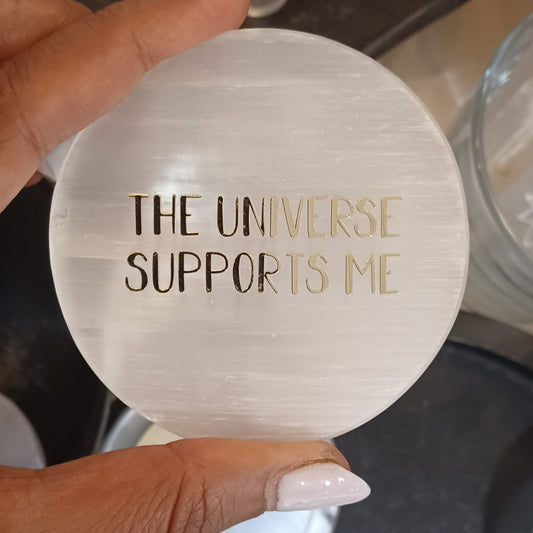 Selenite Gold Engraved Charging Discs