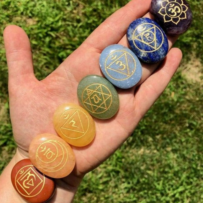 7 Chakra Engraved Tumble Stones neom.soul