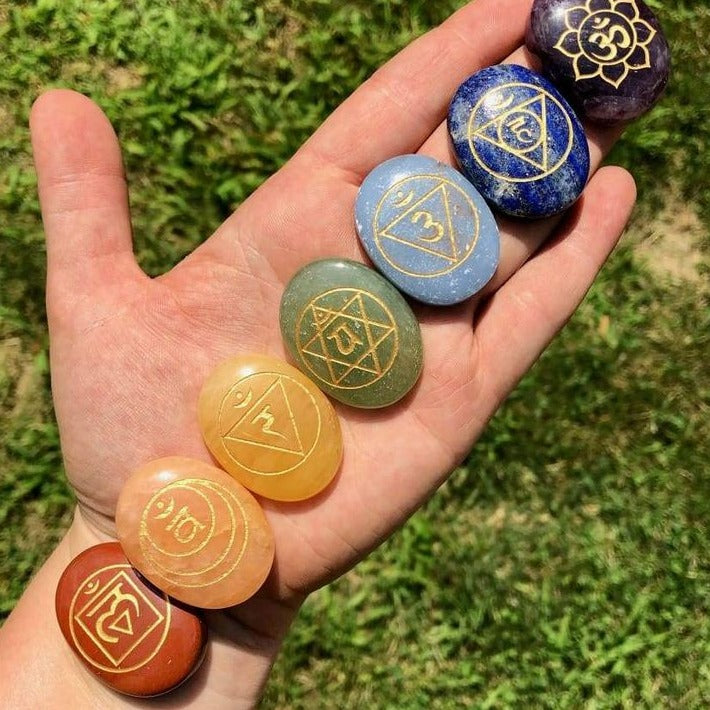 7 Chakra Engraved Tumble Stones neom.soul