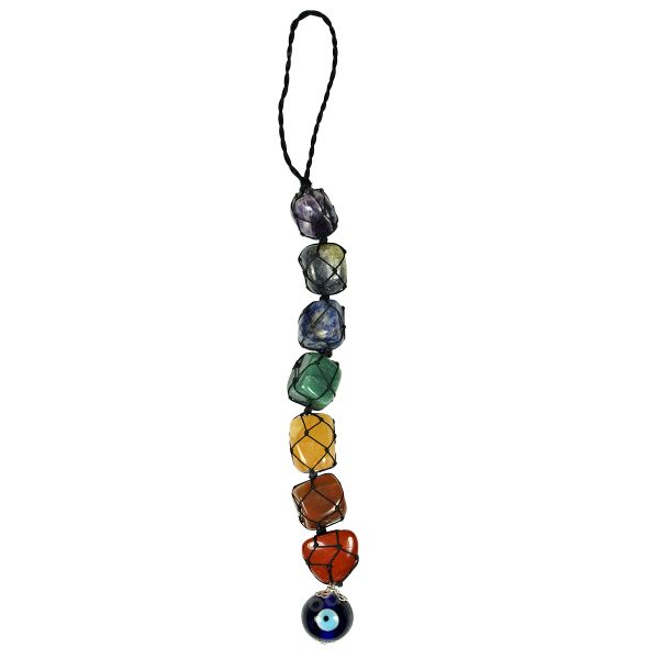 Car/Home 7 Chrakra Hanging Tumble Stones with Evil Eye neom.soul