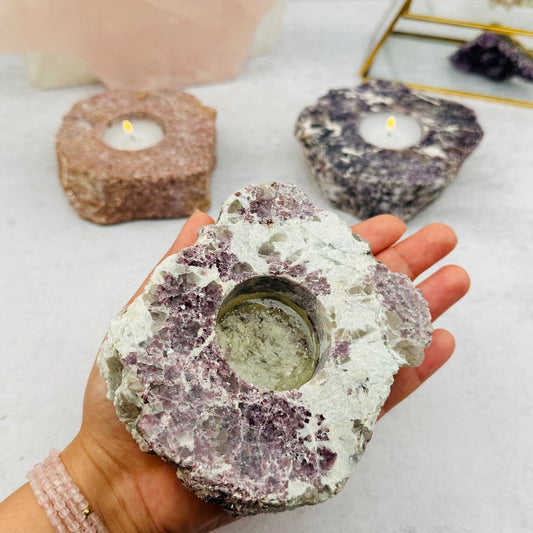 Lepidolite Crystal Candle holder