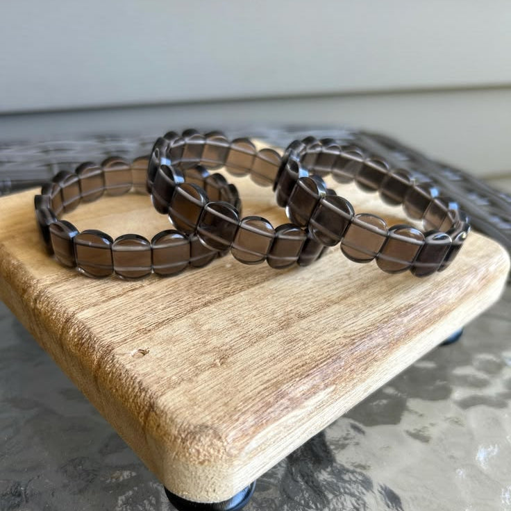 Smoky Quartz Oval Stretch Bracelet