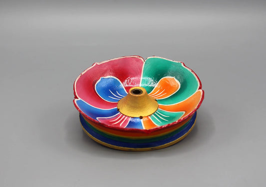 Handpainted Wooden Lotus Tibetan Incense holder