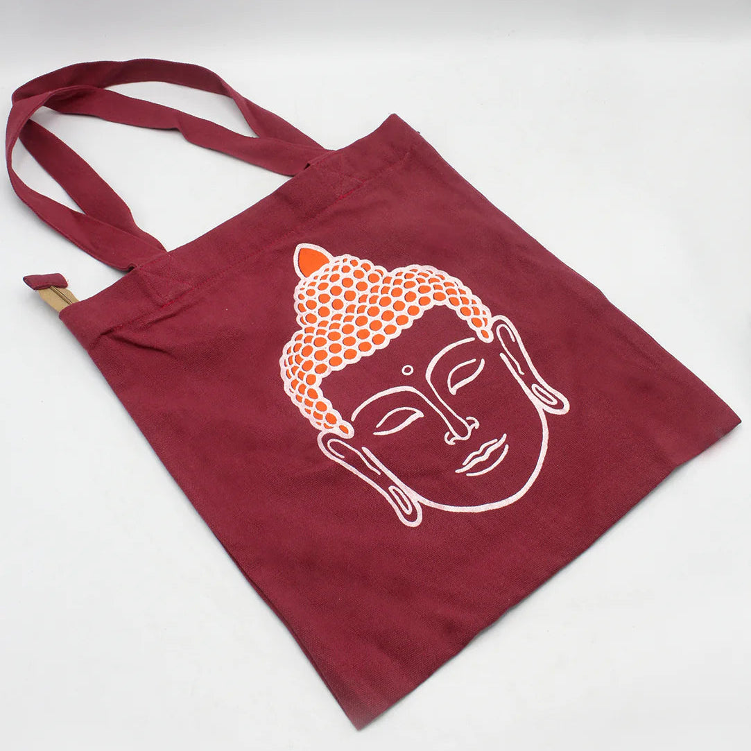 Buddha Maroon Cotton Tote Bag