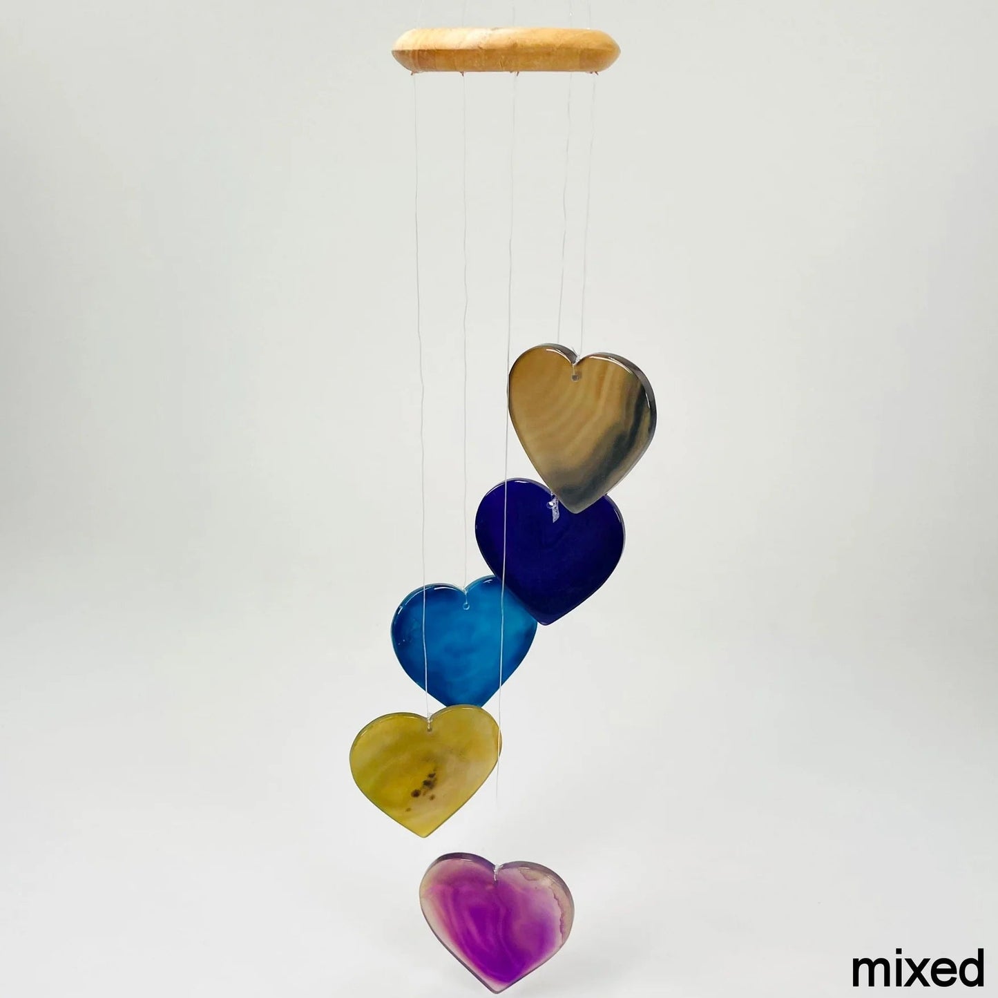 Multi Colour Agate crystal heart windchimes