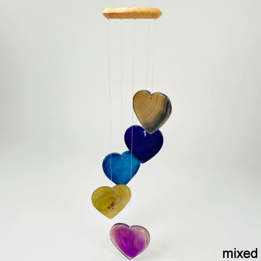 Multi Colour Agate crystal heart windchimes