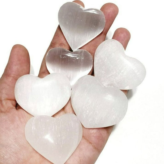 Selenite Puffy Hearts