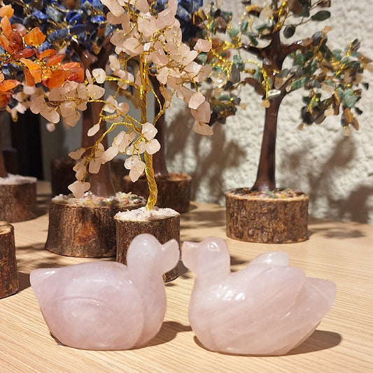 Rose Quartz Swan pair