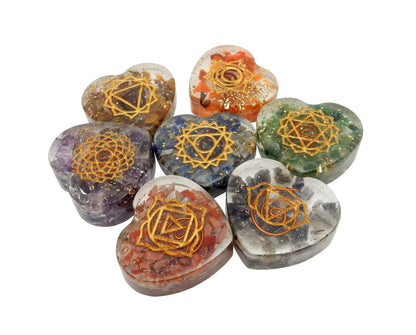 7 Chakra Orgonite Hearts