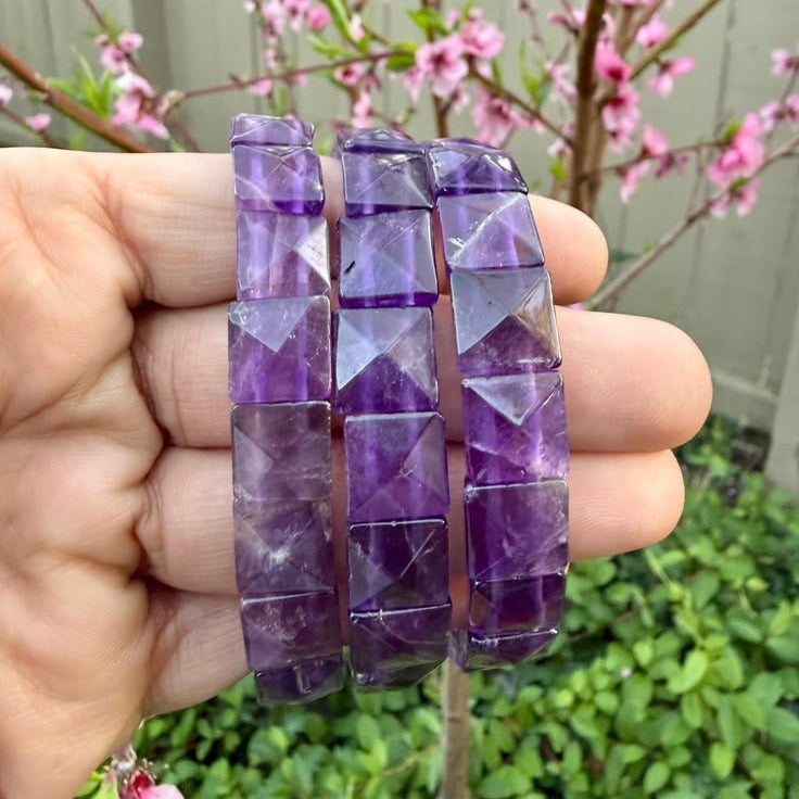 Amethyst Square Stretch Bracelet
