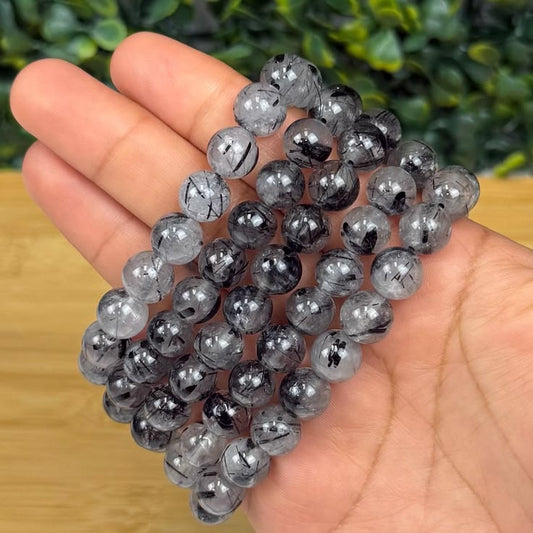 Black Tourmalinated Quartz Bracelet