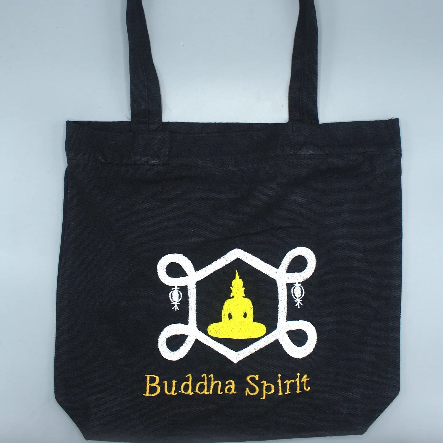 Buddha Spirit Black Cotton Tote Bag