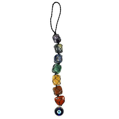 Car/Home 7 Chrakra Hanging Tumble Stones with Evil Eye neom.soul