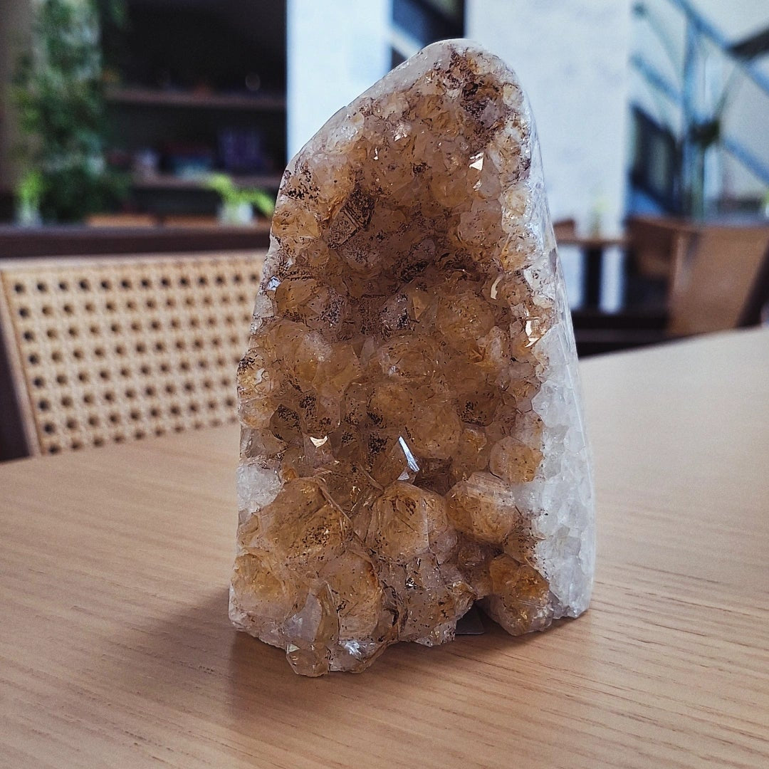 Citrine Natural Cluster with Black Tourmaline Inclusions