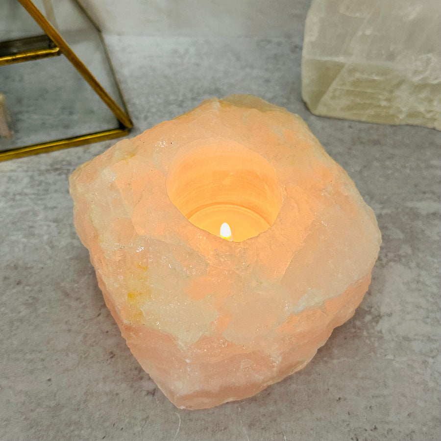 Rose Quartz Crystal candle holder