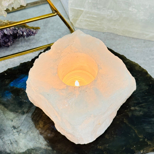 Clear Quartz Crystal candle holder