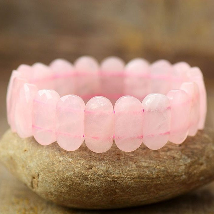 Rose Quartz Oval Stretch Bracelet