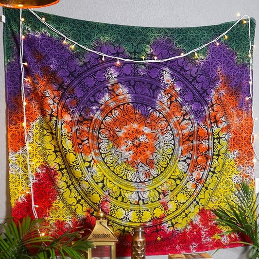 Rainbow Mandala Wall Tapestary
