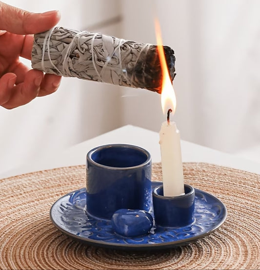Sage Palo Santo Incense Holder - Blue