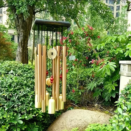 Metal 6 rods Windchime with coins & bells - Gold