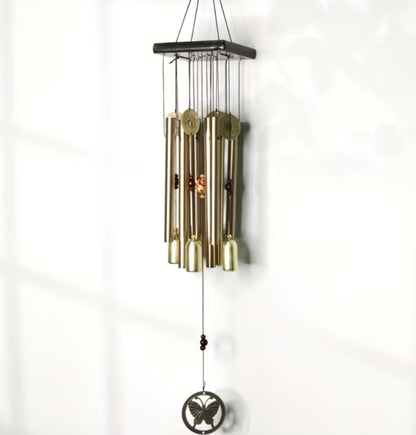 Metal 6 rods Windchime with coins & bells - Gold