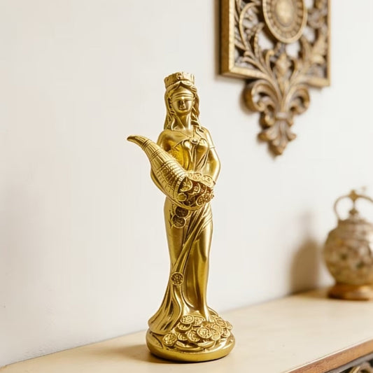 Lady Fortuna Golden Statue for Wealth & Good Luck