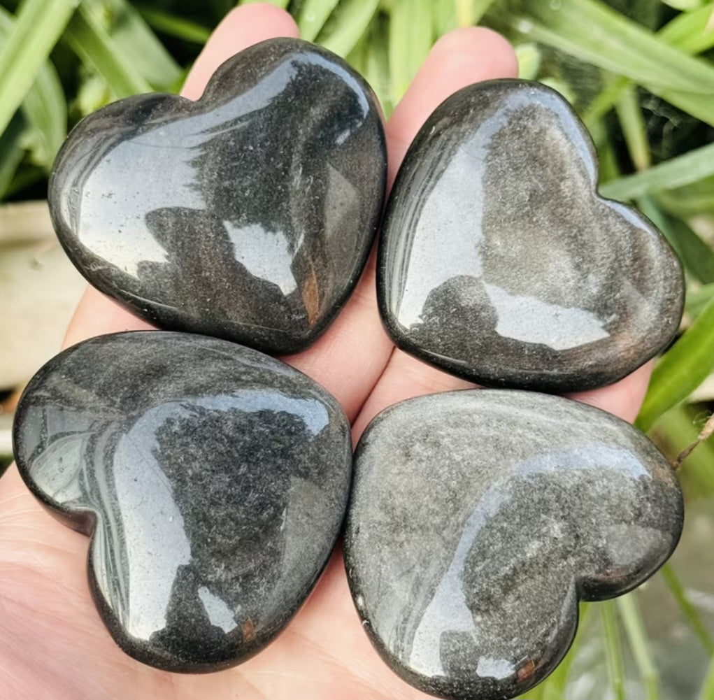 Silver Sheen Obsidian Heart