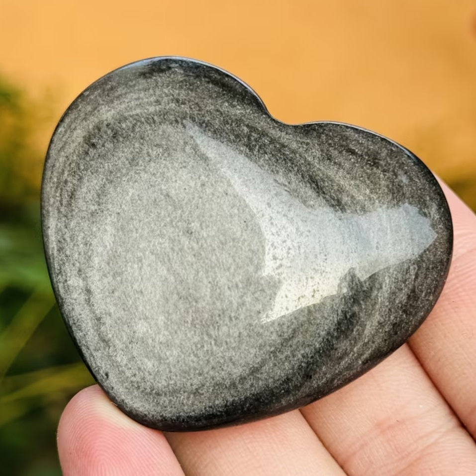 Silver Sheen Obsidian Heart
