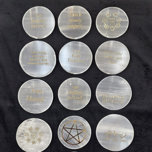 Selenite Intention charging discs neom.soul