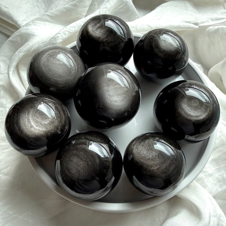 Silver Sheen Obsidian Sphere
