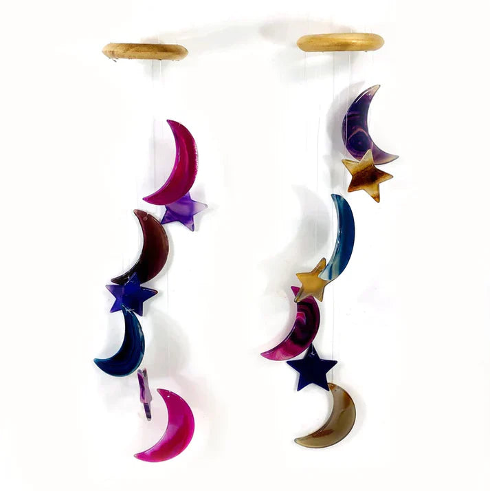 Multi colour Star & Moon Agate windchimes